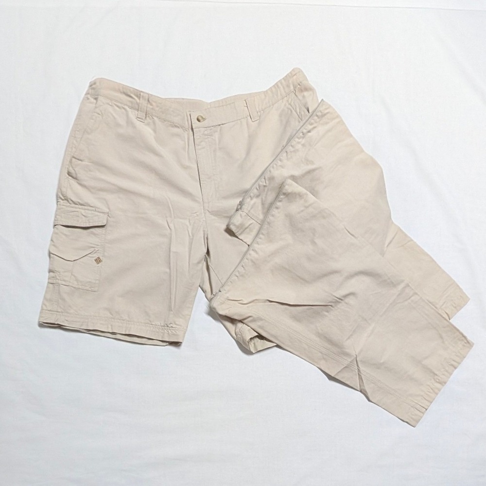 Columbia XCO Men's Convertible Cargo Hiking Pants Tan XL 42x31 Zip Off Shorts